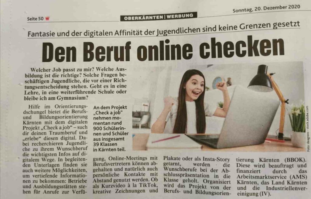 Check A Job Kronen Zeitung Artikel 20.12.2020